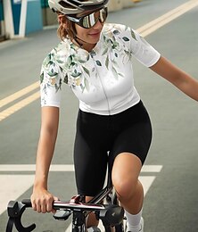 abordables -Femmes Maillot de cyclisme Manche Courte Cyclisme Maillot Top avec 3 poches arrière Écran solaire Résistant aux UV Respirant Séchage Rapide Blanche Des sports Vêtement Tenue