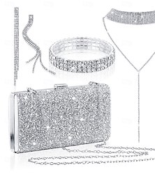 economico -Set di gioielli da sposa 1 Set Diamanti d'imitazione Lega Orecchini Collana Braccialetti Per donna Elegante Moda Semplice Parure di gioielli Per Matrimonio Feste Abbigliamento da sera