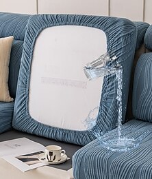 voordelige -waterbestendige bankzitkussenhoes jacquard gestreepte hoes elastische bank fauteuil tweezitsbank 4 of 3 zits grijs effen effen zacht duurzaam wasbaar