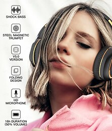 economico -Cuffie wireless Bluetooth H3 over-ear HiFi stereo – cuffie pieghevoli con microfono modalità AUX/TF/BT padiglioni morbidi compatibili con iOS e iPhone