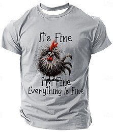 Недорогие -Муж. Животное Смешной Футболка С короткими рукавами Футболка 3D печать Вырез под горло Рубашка Мода преувеличены Повседневные Для вечеринок Для улицы Повседневные Белый Серый Лето Весна Все сезоны