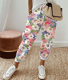 abordables -Femmes Culottes Jambe Large Élégant Vacances ancien Longueur complète Taille haute Fleuri Graphique Impression Respirant Doux Micro-Élastique Extérieur Quotidien Rose Claire Violet Claire Ét