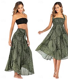 billige -Retro / vintage Bohem 1970erne Kjoler Skjørt Hippie 2 i 1 Kabriolet Mandala Dame Halloween Karneval musikk festival Strandferie Retro-temafest Voksne Skjørte Sommer