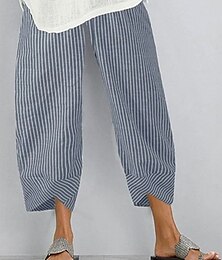 billiga -Dam Kinesiska Säckiga byxor Beach Shorts Semester Vintage Etnisk Stil Ankellång Hög midja Grafisk Randig Lappverk Snörning Brett skaft Andningsfunktion Mjuk Microelastisk Semester Gata Casual