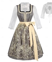 economico -Abito Dirndl Bavarese Lace da Donna con Grembiule Ricamato e Blusa per Oktoberfest