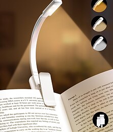 お買い得  -ベッドで読書を楽しめるブックライト 3色 &無段階調光機能付き、充電式ポータブルブックマーククリップライト。持ち運びやすく超軽量で長時間稼働。