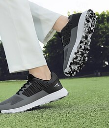 お買い得  -メンズの黒とグレーのゴルフシューズ、滑り止めソール付き - プロゴルファーのための快適で耐久性のある靴