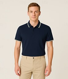 abordables -Homme Polo Travail Affaires Revers Manche Courte Basique Confortable Couleur Unie Bloc de Couleur Boutons Été Coupe régulière Noir Blanche Marine foncé Orange Vert Argile Polo
