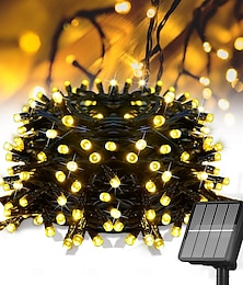 ieftine -1 buc șir de lumini pentru exterior, solar, impermeabil, 12m, 39ft, 100 LED-uri, perle, curte, grădină, peluză, vilă, gard, balcon, lumină decorativă, nuntă, Halloween, Crăciun, festival, șir de lumini atmosferice