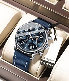 abordables -Reloj deportivo para hombre, resistente al agua, luminoso, cronógrafo, fecha, cuarzo, nailon, piel.