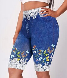 abordables -Leggings Shorts pour femmes 3D Imprimés Chinos Vacances Décontracté Collants Court Taille Haute Haute Coupe Confort Respirable Sèche Rapidement Élastique Extérieur Rue Quotidien Vin Noir Rouge Violet