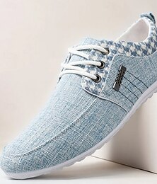 economico -sneakers slip-on da uomo in denim blu con tomaia testurizzata: casual, comode, ideali per l'uso quotidiano, i viaggi e gli ambienti rilassati