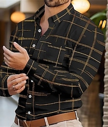 billiga -Herr Skjorta Sommarskjorta Casual skjorta Strandskjorta Knapp upp skjorta Svart Vit Vin Kungsblå Purpur Långärmad Tryck Kavajslag Semester Hawaiisk Kläder Polyester Mode Ledigt Bekväm Ficka