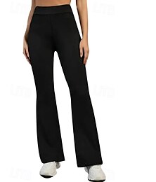 voordelige -Dames EU / VS maat Slank Uitlopende broek Bodysuits Training Volledige lengte Hoge taille Effen Sport Rekbaar Yoga Sport As Zwart 1 # Koffie Lente, Herfst, Winter, Zomer Mager