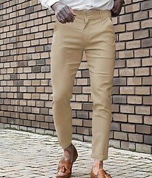 abordables -Hombre pantalones de traje Ajustado Pantalones Chinos Botones Bolsillo Plano Comodidad Formal Fiesta Trabajo Moda Estilo clásico Azul Piscina Caqui Microelástico