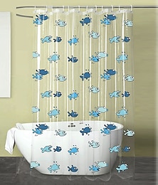 abordables -Rideau de douche en PEVA clair et long 180x200cm 70"x79" rideau de douche léger et imperméable à motif poisson rideaux de bain de mode avec 12 crochets à œillets pour baignoire