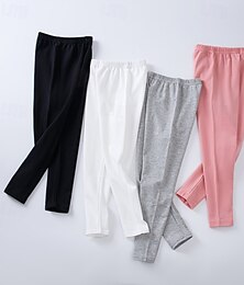 baratos -Infantil Para Meninas Leggings Côr Sólida Roupa de rua Ao ar livre 4-12 anos Verão Preto Branco Rosa