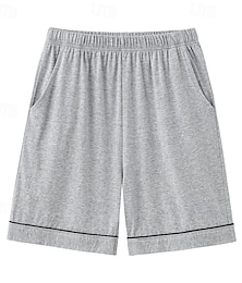 abordables -Hombre Ropa de salón Pantalones cortos de pijama Plano Moda Clásico Casual Hogar Diario Cama Algodón Comodidad Transpirable Suave Bermudas Cintura elástica Verano Negro Azul Piscina