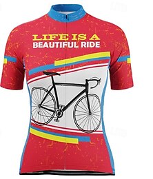 abordables -Mujer Maillot de Ciclismo Manga Corta Bicicleta Camiseta Maillot con 3 bolsillos traseros MTB Bicicleta Montaña Ciclismo Carretera triatlón Transpirable Secado rápido Dispersor de humedad Bandas