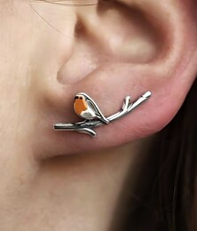 economico -Orecchini a bottone da donna a forma di uccello su un ramo in stile bohémien - gioielli ispirati alla natura per donne e ragazze, ideali per abbigliamento casual e regali per gli amanti della natura