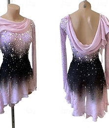 Недорогие -Платье для фигурного катания Жен. Девочки Катание на коньках Платья Пыльная роза Пэчворк Открытая спина Сетка Эластичность Учебный Соревнование Одежда для фигурного катания Классика Стразы