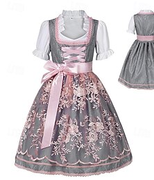 お買い得  -Oktoberfest ドレス ギャザースカートブラウス メイド バイエルン ドイツ語 ミュンヘン メドウズ 女の子 パーティー ビール祭り 伝統的なスタイルの布