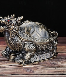 billiga -Vintage askkopp med lock, vindtät askkopp med drakesköldpadda för vardagsrummet, röktäckande dekorativ täckt askkoppsprydnad