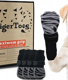 abordables -Calcetines antideslizantes premium Tigertoes para perros para pisos de madera: agarre extra grueso que funciona incluso cuando se retuerce, evita que se laman y se resbalen, y son excelentes para la
