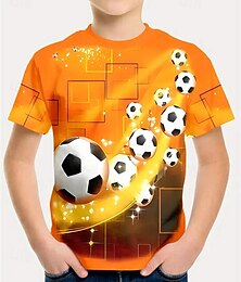economico -Ragazzi 3D Calcio Maglietta Manica Corta Estate Primavera Moda Essenziale Bambini 4-12 Anni Girocollo All'aperto Casuale Quotidiano Vestibilità regolare