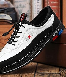 abordables -Baskets à lacets en similicuir blanc et noir de qualité supérieure pour hommes avec des accents de couleurs vives pour le sport et les loisirs