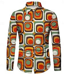 お買い得  -レトリ／ヴィンテージ 1970年代 シャツ ディスコ 幾何学的な サイケデリック 男性用 ハロウィーン カーニバル 音楽祭 プライドパレード 成人 シャツ