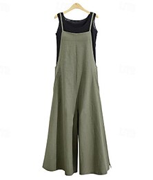 abordables -Mujer Normal Pantalones de lino y algodón Casual Color sólido Sin Mangas Perneras anchas Bolsillo Calle Diario Ajuste regular Negro Blanco Vino Verano