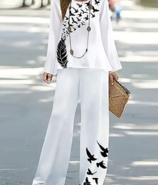 economico -Per donna Camicia Blusa Manica 3/4 Collo a U Floreale Grafico Stampato All'aperto Vacanza Casuale Bianco Blu Viola Estate Vestibilità comoda
