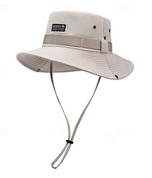 billiga -Herr Fiskarhatt Solhatt Svart Khaki grön Polyester Snörning Mode Ledigt Gata Dagligen Slät Solskyddskräm Andningsfunktion