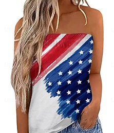 Недорогие -Патриотическая женская майка без рукавов с флагом повседневная сексуальная бесрукавная обычная на выходные винная синяя летняя