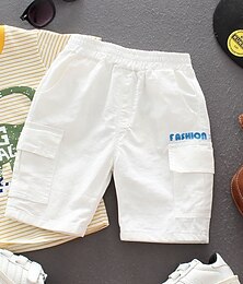 billiga -Barn Pojkar Shorts Ficka Ensfärgat Mjukt Komfort Shorts Skola Grundläggande Vit Gul Blå Mid midja