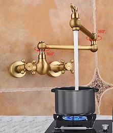 economico -Rubinetto da cucina - Monocomando due fori Galvanizzato Riempitore di Pentole Set centrale Retrò Vintage Kitchen Taps