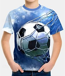preiswerte -Jungen 3D Fußball T-Shirt Kurzarm Sommer Frühling Mode Basic Kinder 4-12 Jahre Rundhalsausschnitt Outdoor Lässig Täglich Normale Passform