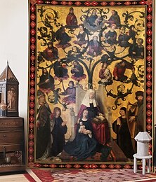 economico -Arazzo medievale, arazzo di mezza età, arte religiosa, grande decorazione murale, sfondo fotografico, decorazione per la casa, camera da letto, soggiorno
