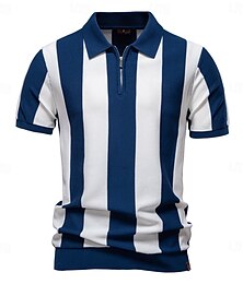 economico -Per uomo Polo Maglione polo lavorato a maglia Formale Lavoro Collo ripiegato Manica Corta Confortevole Stile Vecchio Denaro A righe Strisce verticali Stripe-Trim Righe Primavera Nero Giallo Blu marino