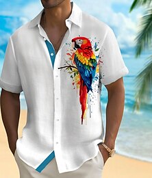 economico -Per uomo Uccello Pappagallo Camicia hawaiana estiva Camicia con Bottoni Camicia Aloha Manica Corta Hawaiano Vacanza Ferie Abbigliamento mare Estate Primavera Collo ripiegato Stampa 3D Camicia tipo