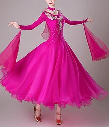 economico -Balli da Sala Vestito Ricamo Giunzione Cristalli / Strass Per donna Performance Feste Manica Lunga Spandex Organza