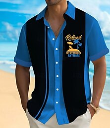 economico -Per uomo Stampa Lettere Divertente Piano di pensionamento Camicia Camicia Estiva Camicia con Bottoni Manica Corta Moda Casual All'aperto Vacanza Abbigliamento Quotidiano Estate Primavera Collo