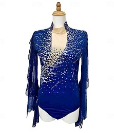 abordables -Trajes de patinaje artístico para hombres y niños, ropa de competición de entrenamiento de alta elasticidad, ropa clásica de patinaje sobre hielo de manga larga con cristales y diamantes de imitación.