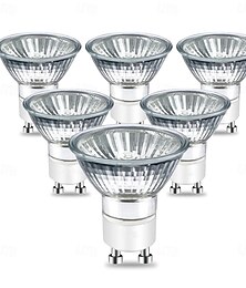economico -Lampadina alogena GU10 220V 50W, lampadine alogene MR16 con copertura in vetro, luce bianca calda 2700K, dimmerabile per lampada scaldacandele, illuminazione a binario, plafoniera, 6 pezzi