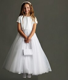 levne -Kuličkové šaty dlouhá délka šaty pro květinovou dívku první komunie Frozen Elsa roztomilé plesové šaty tyl s řaseným elegantním tutu velikosti 3-16 let