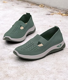 preiswerte -Damen Sneaker Komfortschuhe Outdoor Täglich Reise Keilabsatz Runde Zehe Lässig Komfort Minimalismus Strick Loafer Dunkelgrau Schwarz Dunkellila