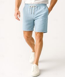 preiswerte -Herren Shorts Strandshorts Kordelzug Elastischer Kordelzug in der Taille Einfach Atmungsaktiv Feuchtigkeitsableitend Kurz Formell Hochzeit Outdoor Elegant Urlaub Weiß Gelb Mikroelastisch
