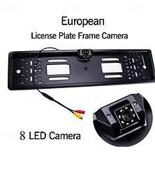 voordelige -EU kentekenplaat achteruitrijcamera met 8 leds nachtzicht – waterdichte achteruitrijcamera voor auto