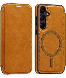Недорогие -телефон Кейс для Назначение SSamsung Galaxy S24 Ultra Plus S24 ФЭ S23 Ultra S23 Plus S25 S25 Плюс S25 Ультра Магнитный адсорбционный футляр Откидная крышка